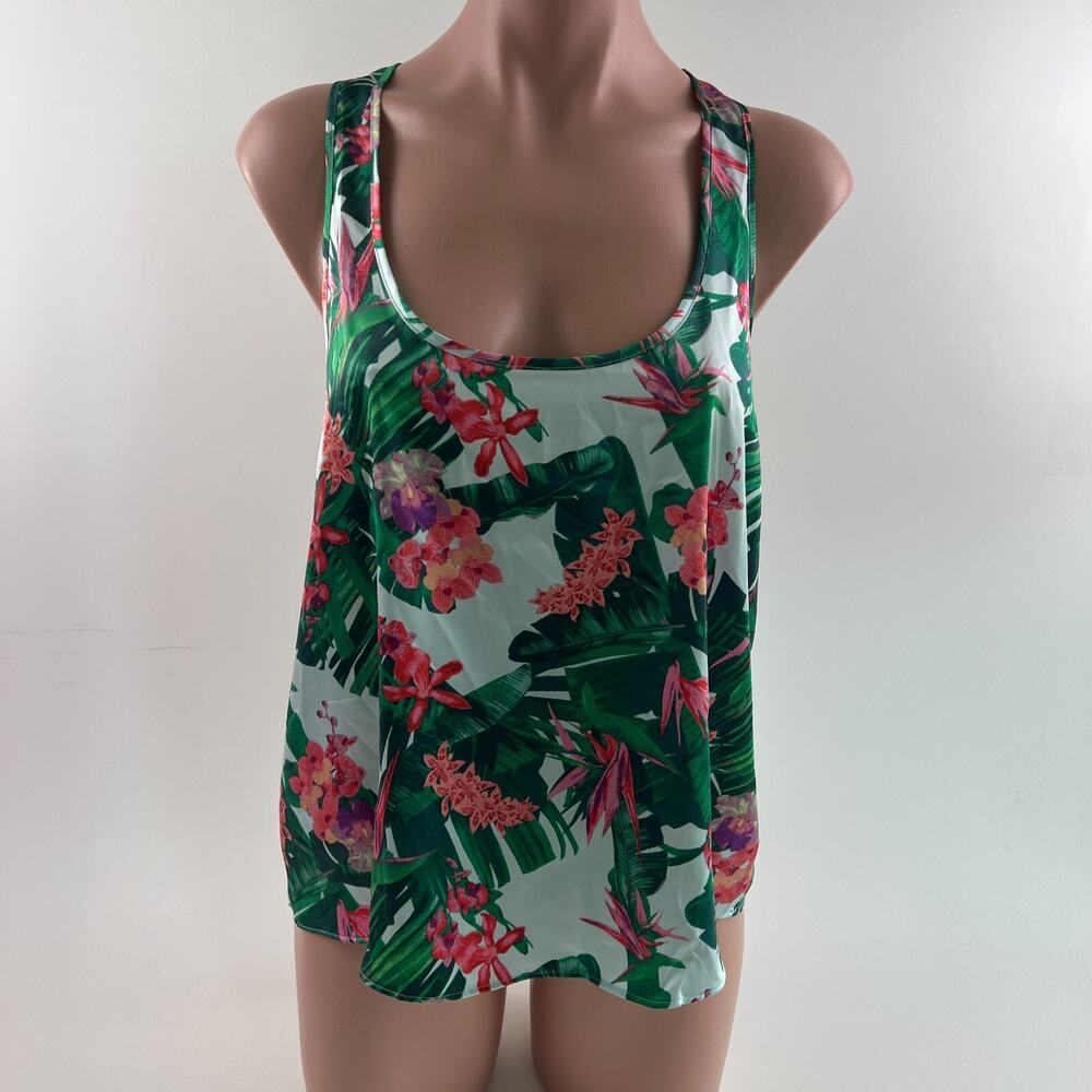 Victoria’s Secret Satin Racerback Tank Top Sleepwear Floral M NWT